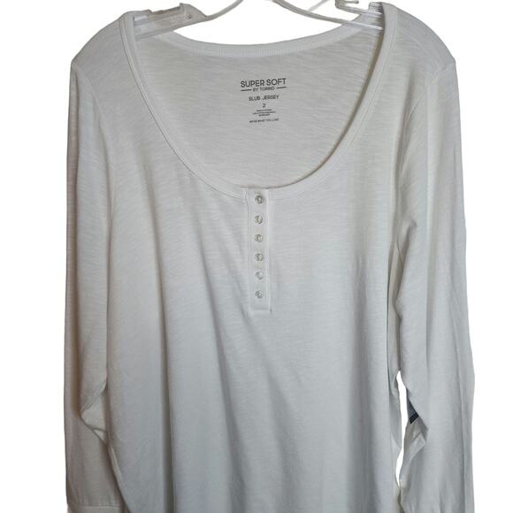 Torrid Supersoft Slub Scoop Neck Long Sleeve Tee, Bright White, 2X, NWT - Picture 2 of 7